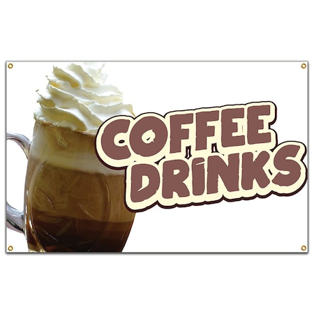 Signmission Coffee Drinks Banner Concession Stand Food Truck Single Sided B-120 Coffee Drinks19
